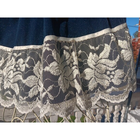 Sz 2T JoLene Girls Vintage 80s Velvet Dress Victorian Style Navy Blue Holiday - Picture 4 of 16